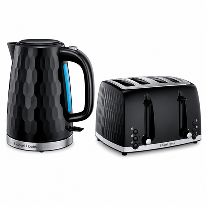 Russell Hobbs Russell Hobbs Honeycomb Kettle & 4 Slice Toaster Kitchen Set (Black)