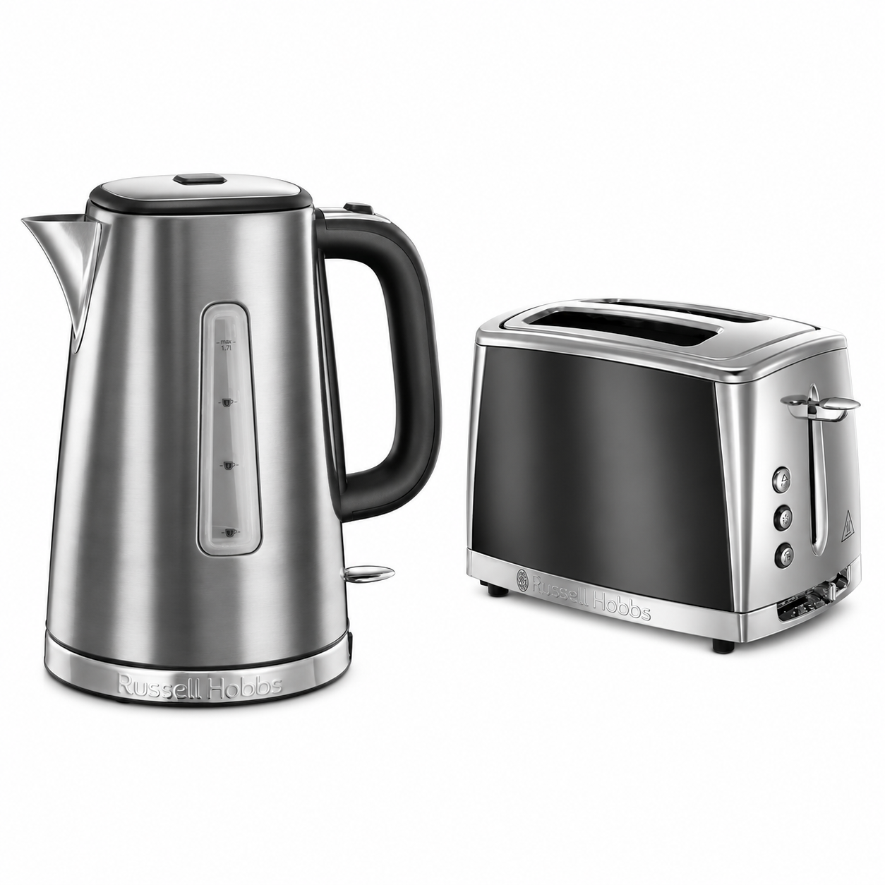 Russell Hobbs Russell Hobbs Luna Kettle & 2 Slice Toaster Kitchen Set (Grey/Silver)