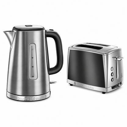 Russell Hobbs Russell Hobbs Luna Kettle & 2 Slice Toaster Kitchen Set (Grey/Silver)