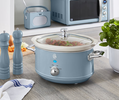 Swan Retro 3.5L Slow Cooker SF17021BLN (Blue)