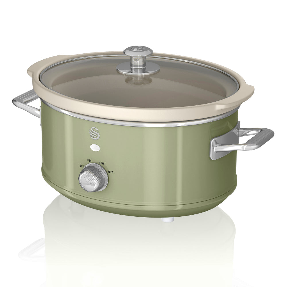 Swan Retro Slow Cooker 3 Temperature Settings SF17021GRN (Green)