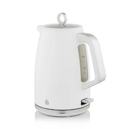 Swan Serenity White Kettle, 4 Slice Toaster, Bread Bin Canisters Kitchen Set