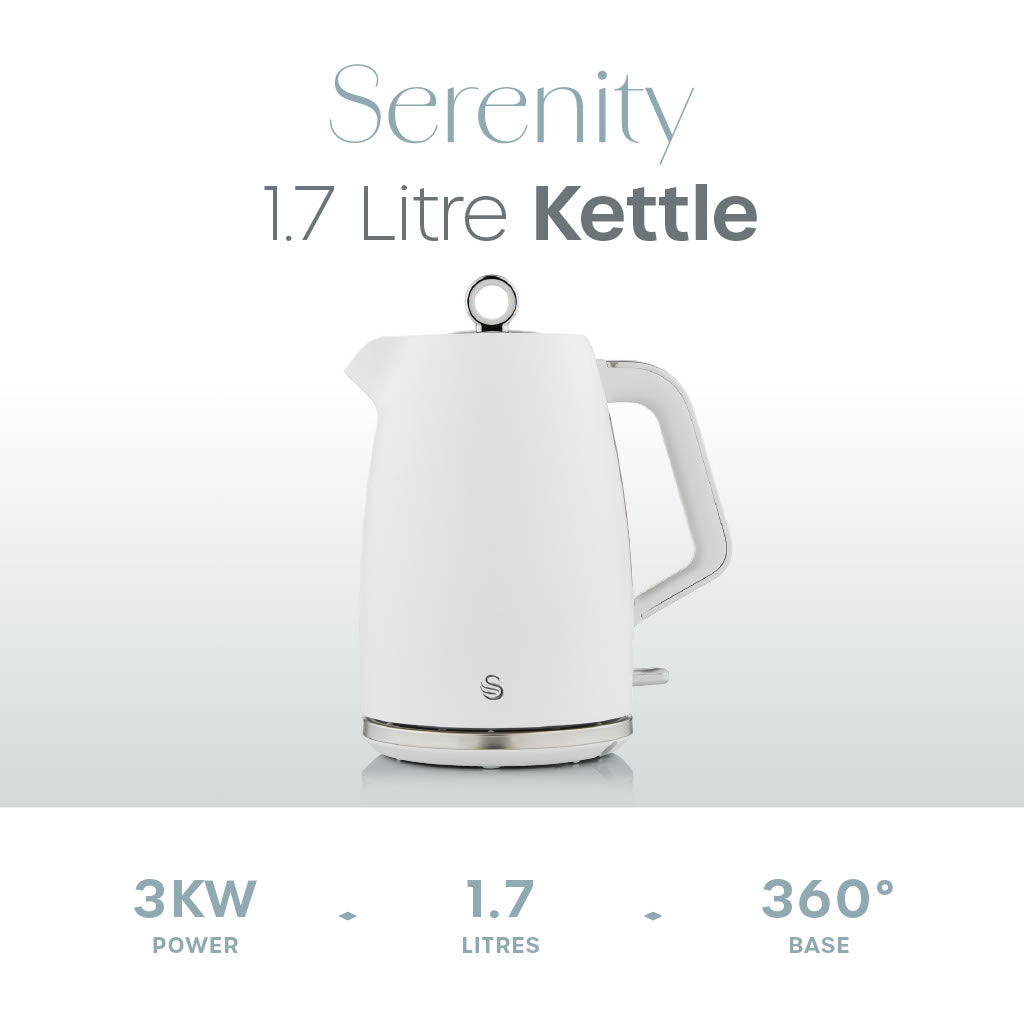 Swan Serenity Kettle & 4 Slice Toaster Kitchen Set (White)