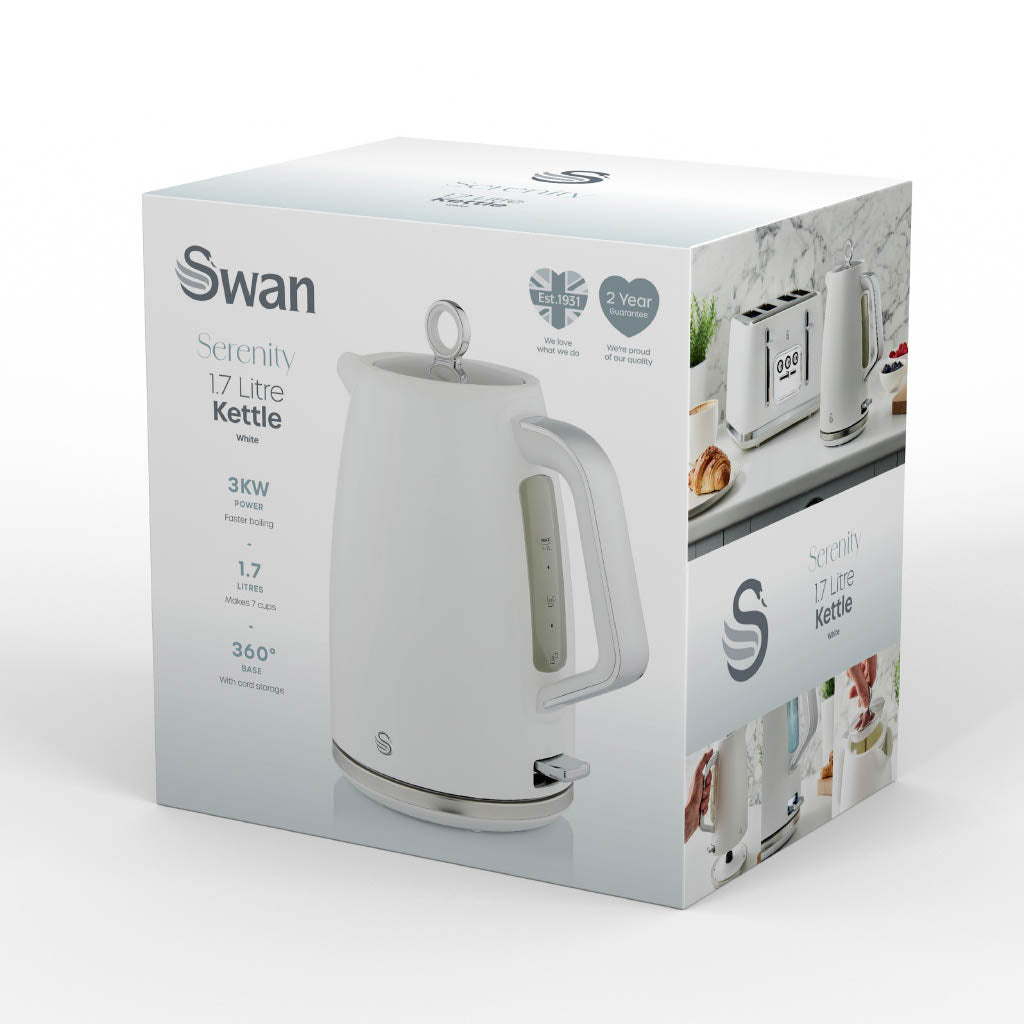 Swan Serenity Kettle & 4 Slice Toaster Kitchen Set (White)