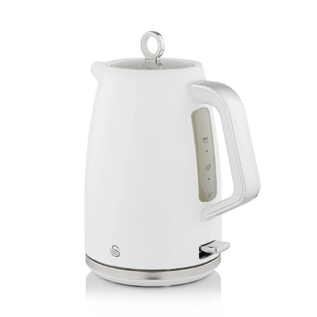 Swan Serenity Kettle, 4 Slice Toaster, Bread Bin & Canisters Matte Kitchen Set (white)