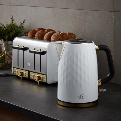 Swan Gatsby Kitchen White Kettle & Toaster Set Bundle 2024