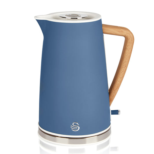 Swan Nordic Jug Kettle Wood Effect SK14610WBLUN (Matte Blue)