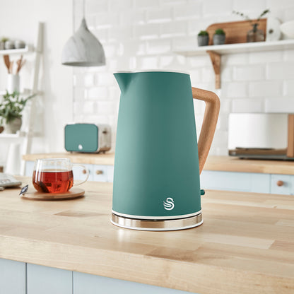 Swan Nordic Jug Kettle Wood Effect SK14610WGREN (Matte Green)