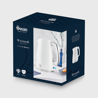 Swan Windsor Kettle & 2 Slice Toaster Kitchen Set (White)