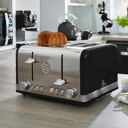 Swan Retro 4 Slice Toaster ST19020BN (Black)