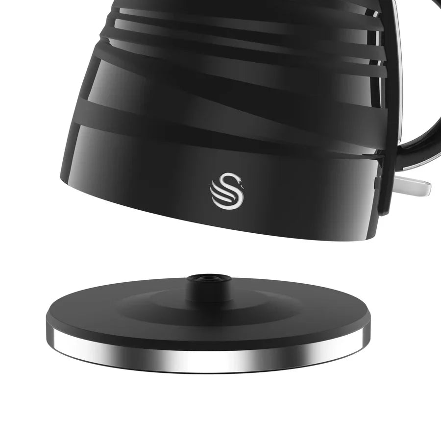 Swan Symphony Kettle & 4 Slice Toaster Kitchen Set (Black)