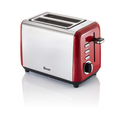 Swan TownHouse Red Kettle and 2 Slice Toaster Kitchen Set