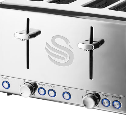 Swan Polished Kettle & 4 Slice Toaster Kitchen Set (Silver)