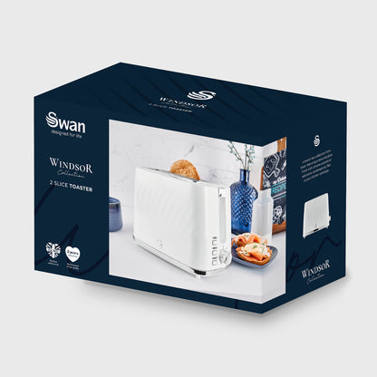 Swan Windsor Kettle & 2 Slice Toaster Kitchen Set (White)