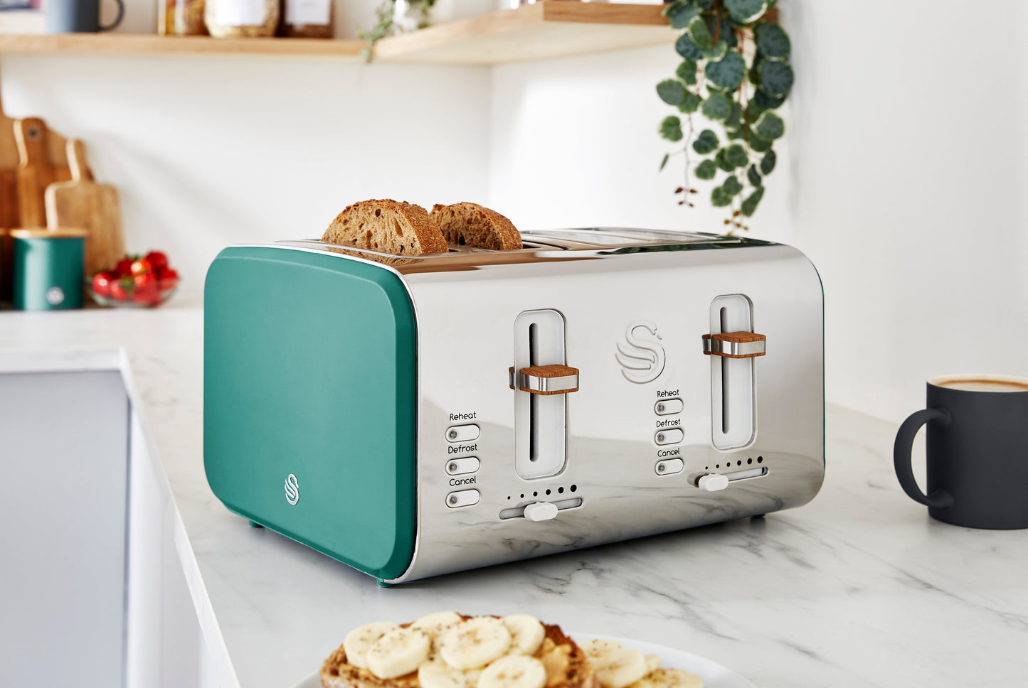 Swan Nordic 4 Slice Toaster Wide Slots ST14620GREN (Green)