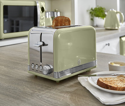 Swan Retro Green Kitchen Set - Kettle, Toaster, Bread Bin, Canisters