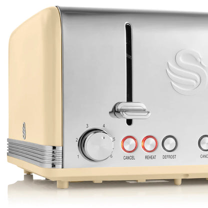 Swan Retro Kettle & 4 Slice Toaster Kitchen Set (Cream)