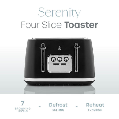 Swan Serenity 4 Slice Toaster Matt Finish ST19024BLK (Black)