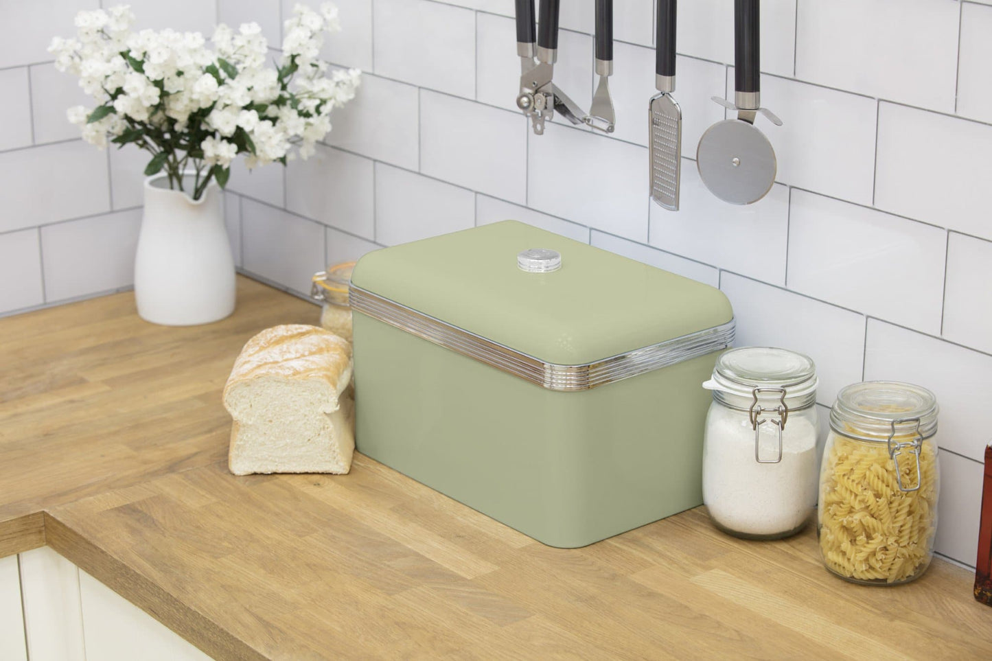 Swan Retro Green Kitchen Set - Kettle, Toaster, Bread Bin, Canisters