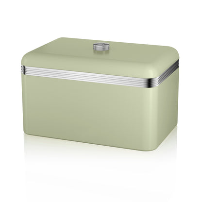 Swan Retro Green Kitchen Set - Kettle, 4 Slice Toaster, Bread Bin, Canisters