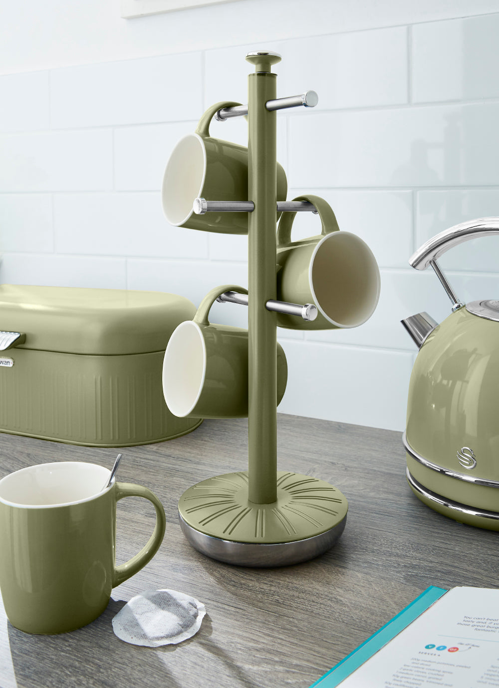 Swan Retro Green Kitchen Set - Kettle, Toaster, Bread Bin, Canisters