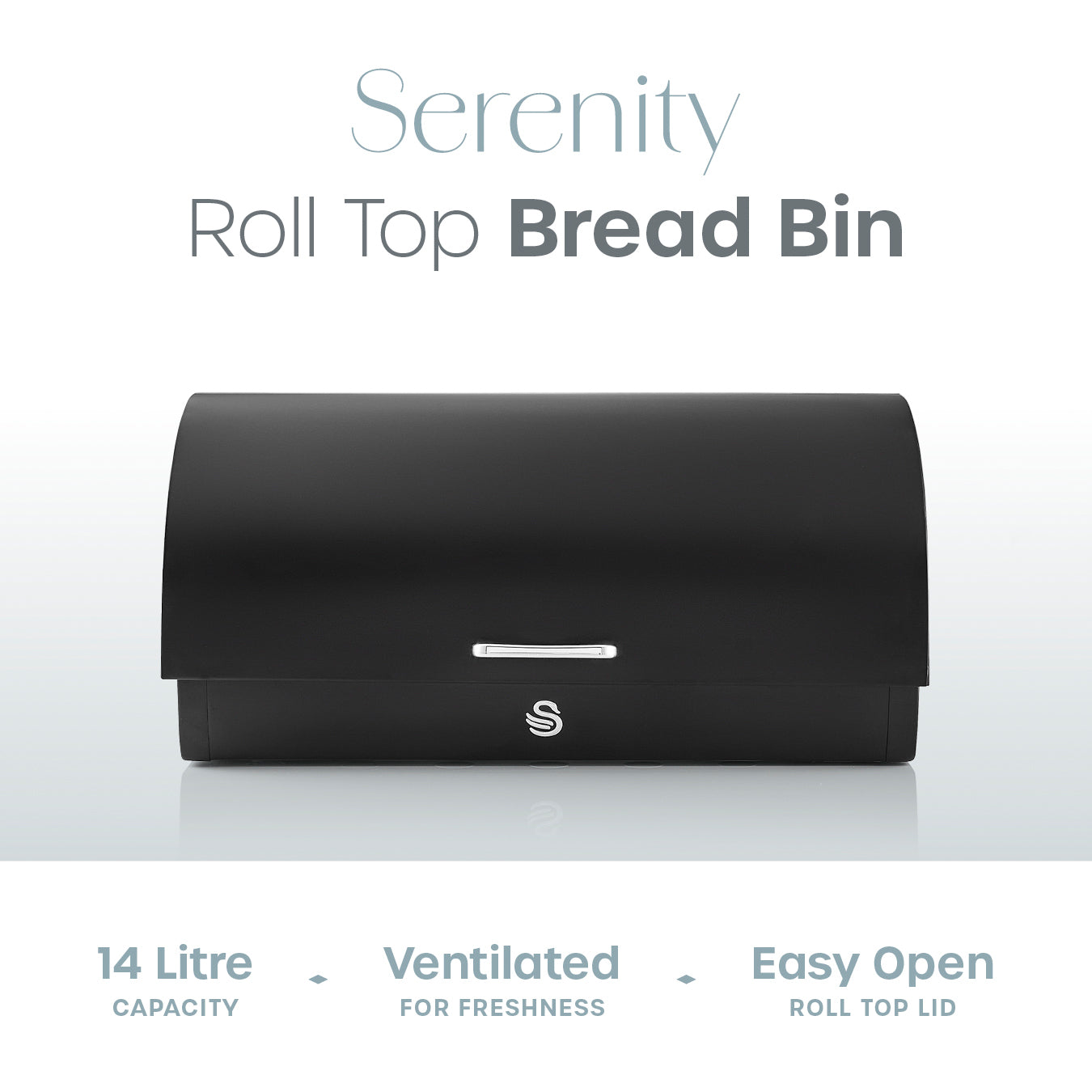 Swan Serenity Roll Top Bread Bin SWKA18535BLK (Black)