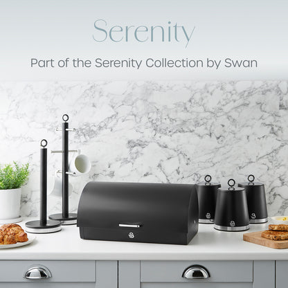 Swan Serenity Black Roll Top Bread Bin 14L Matte Finish SWKA18535BLK (Black)