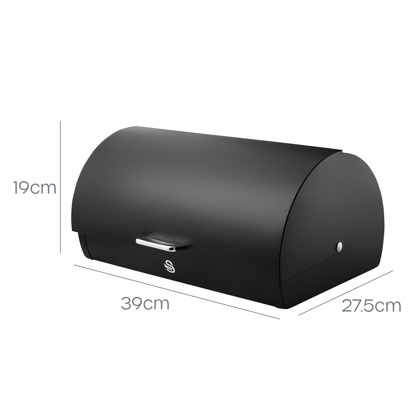 Swan Serenity Black Roll Top Bread Bin 14L Matte Finish SWKA18535BLK (Black)