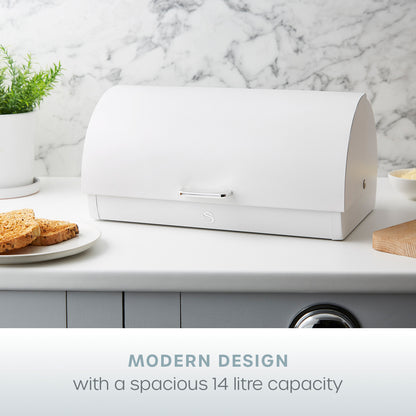 Swan Serenity Kettle, 4 Slice Toaster, Bread Bin & Canisters Matte Kitchen Set (white)