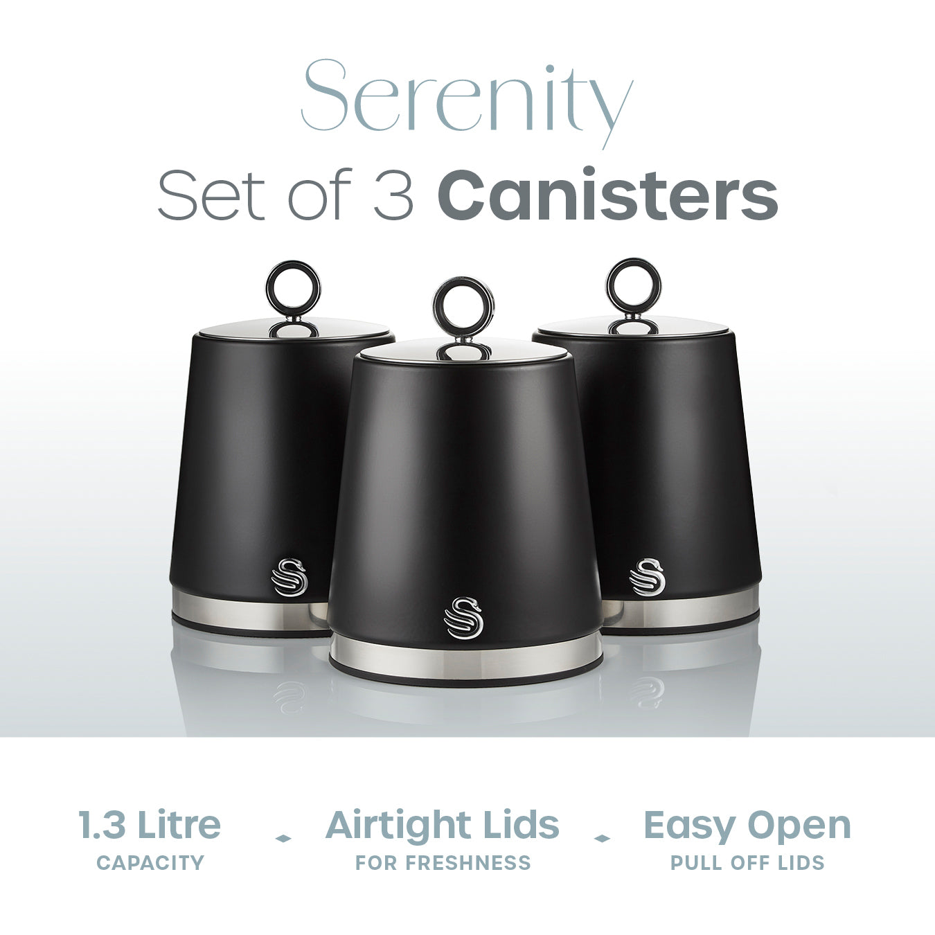 Swan Serenity Canisters Kitchen Canister SWKA18536BLK (Black)