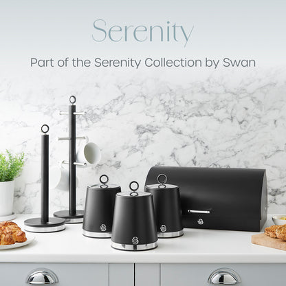 Swan Serenity Canisters Set Coffee Tea Sugar SWKA18536BLK (Black)