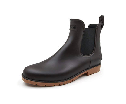 AMOJI Chelsea Style Waterproof Brown Boots - Unisex Shoes - Wellies - CB919 Rubber sole