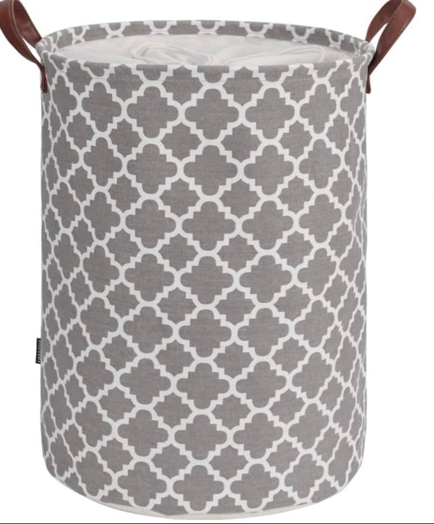 80L Large Laundry Basket with Handle Waterproof Round Collapsible Grey