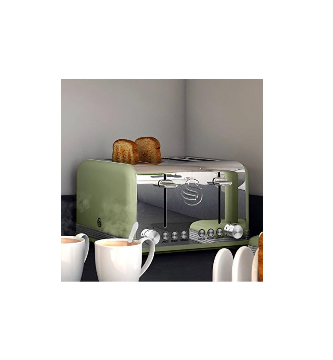 Swan Retro 4 Slice Toaster Extra Wide Slots ST19020GN (Green)