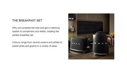 SMEG Retro Kettle & 2 Slice Toaster Matching Kitchen Set (Black)