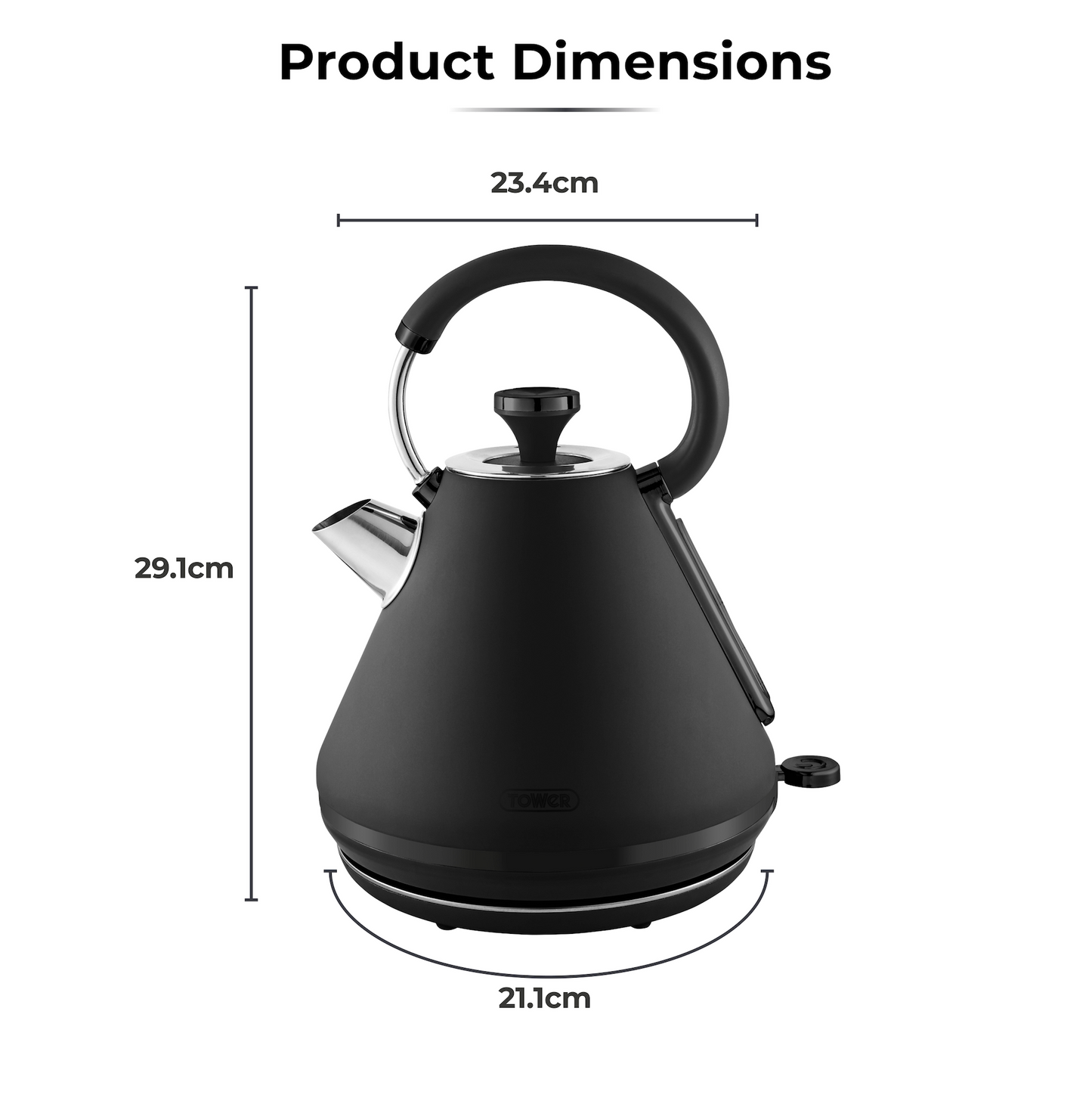 Tower Sera Pyramid Kettle 1.7L 3KW T10079BLK (Black)