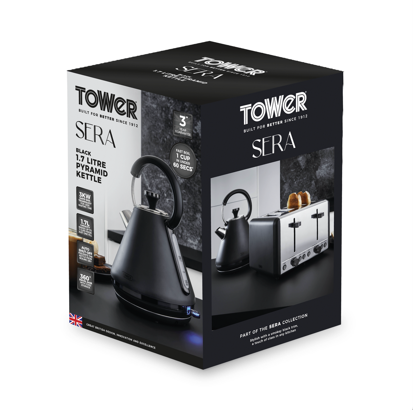 Tower Sera Pyramid Kettle 1.7L 3KW T10079BLK (Black)