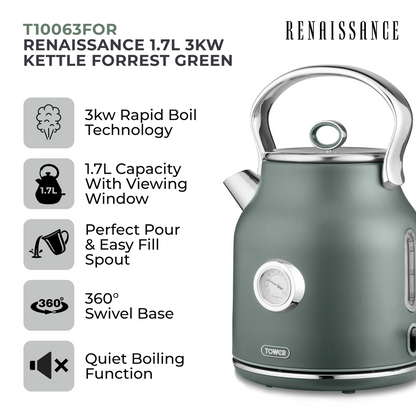 Tower Renaissance Kettle 1.7L T10063FOR (Forest Green)