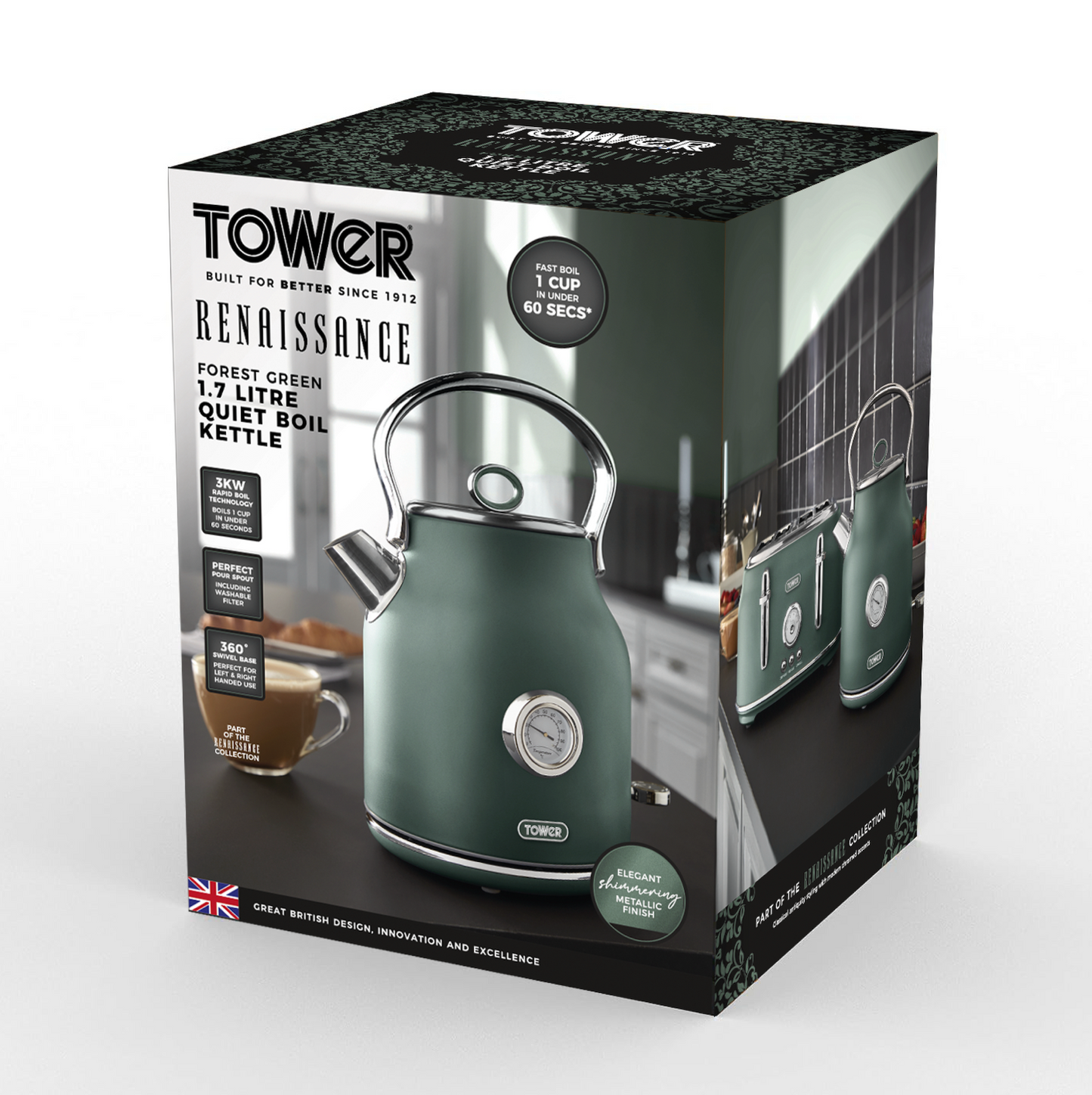 Tower Renaissance Kettle 1.7L T10063FOR (Forest Green)