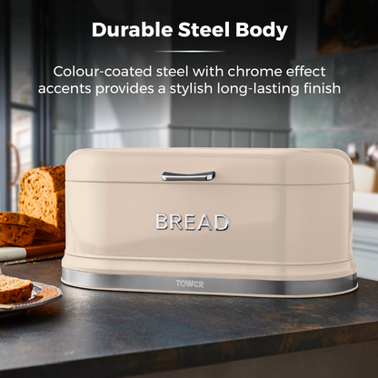 Tower Belle Bread Bin Metal T826170CHA (Chantilly Cream)