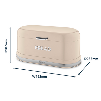 Tower Belle Bread Bin Metal T826170CHA (Chantilly Cream)