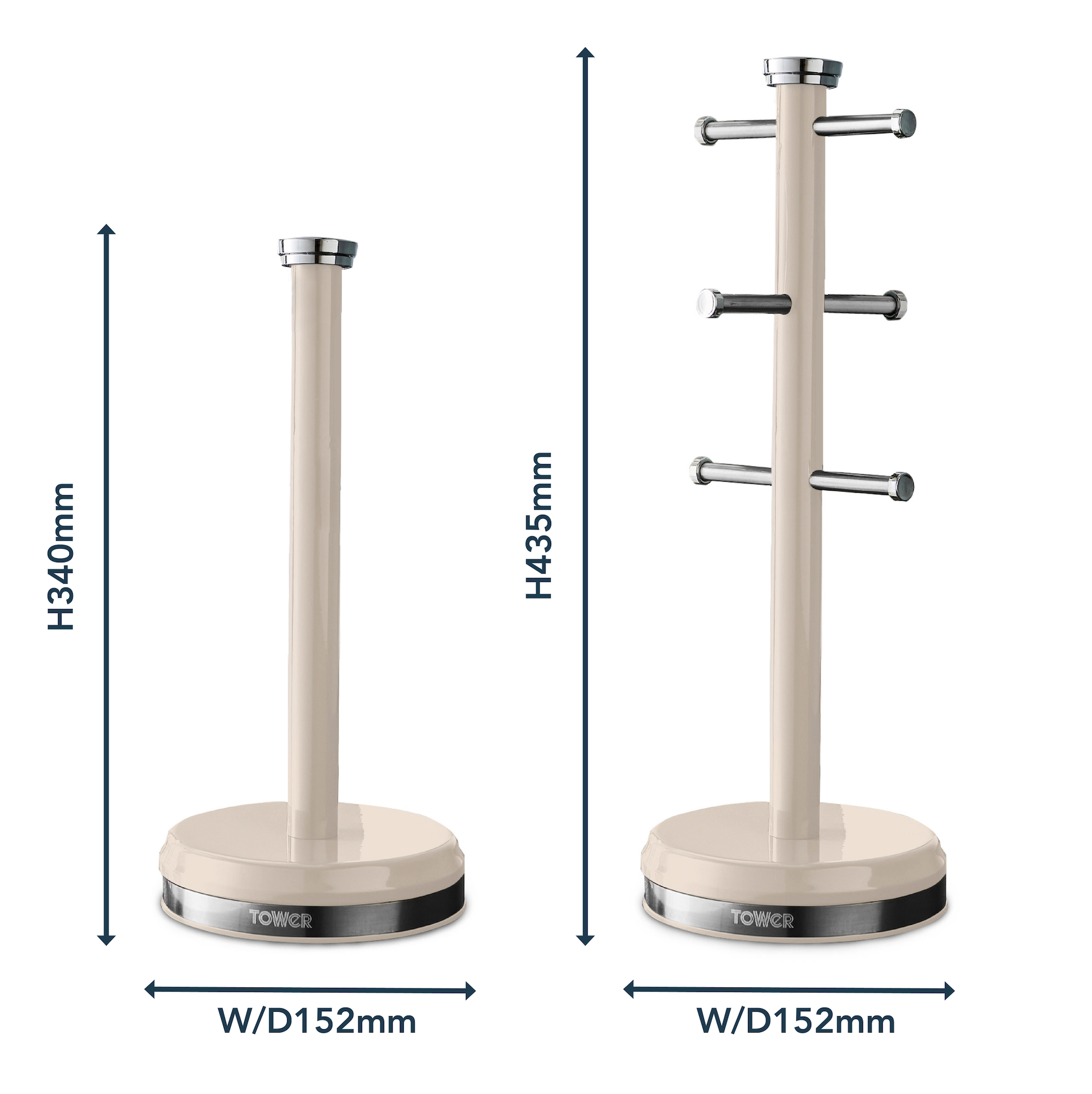 Chantilly cream stand dimensions H430mm/H453mm, base W152mm
