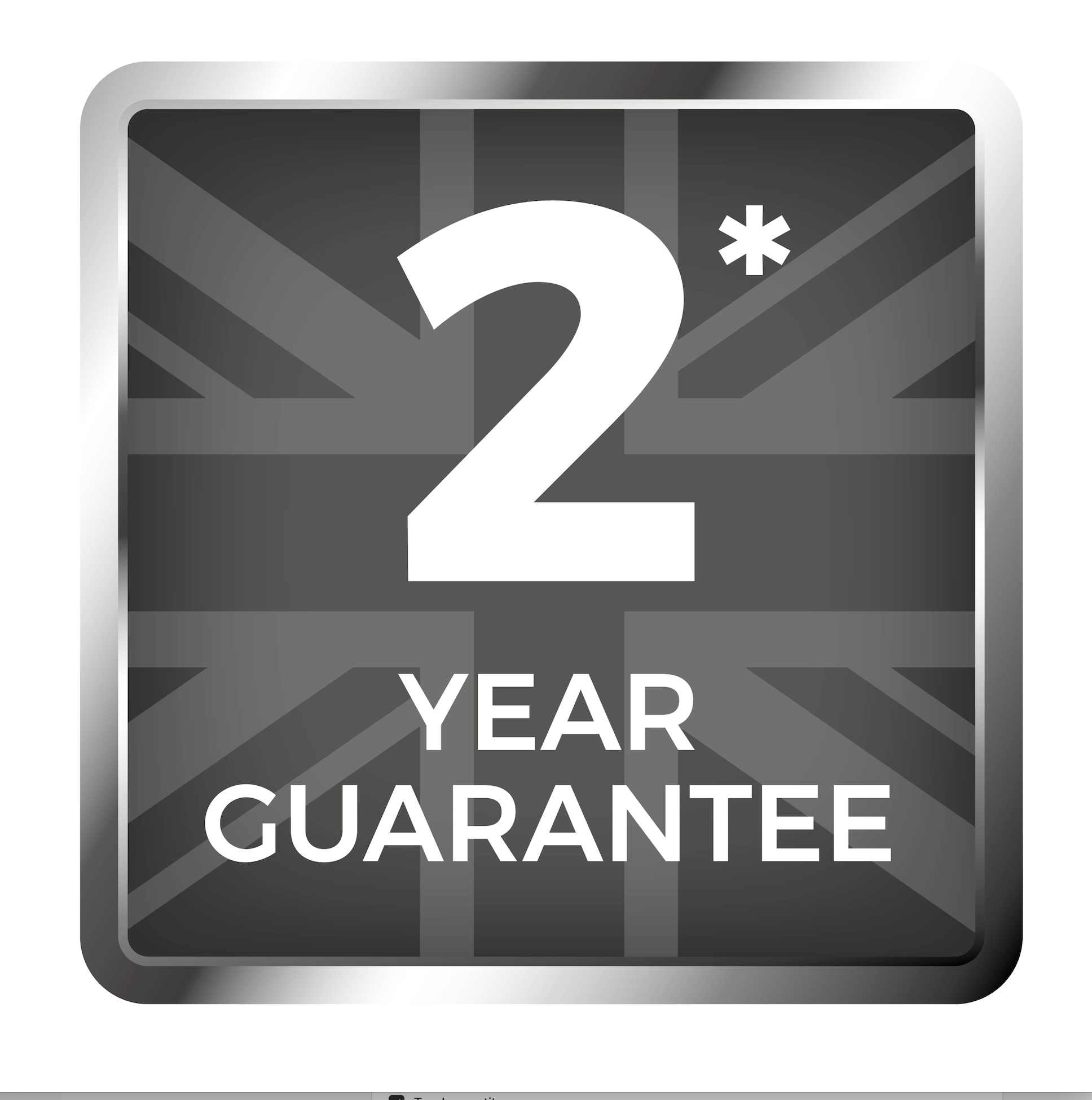 Two-year guarantee badge for the mug tree and towel pole kitchen set