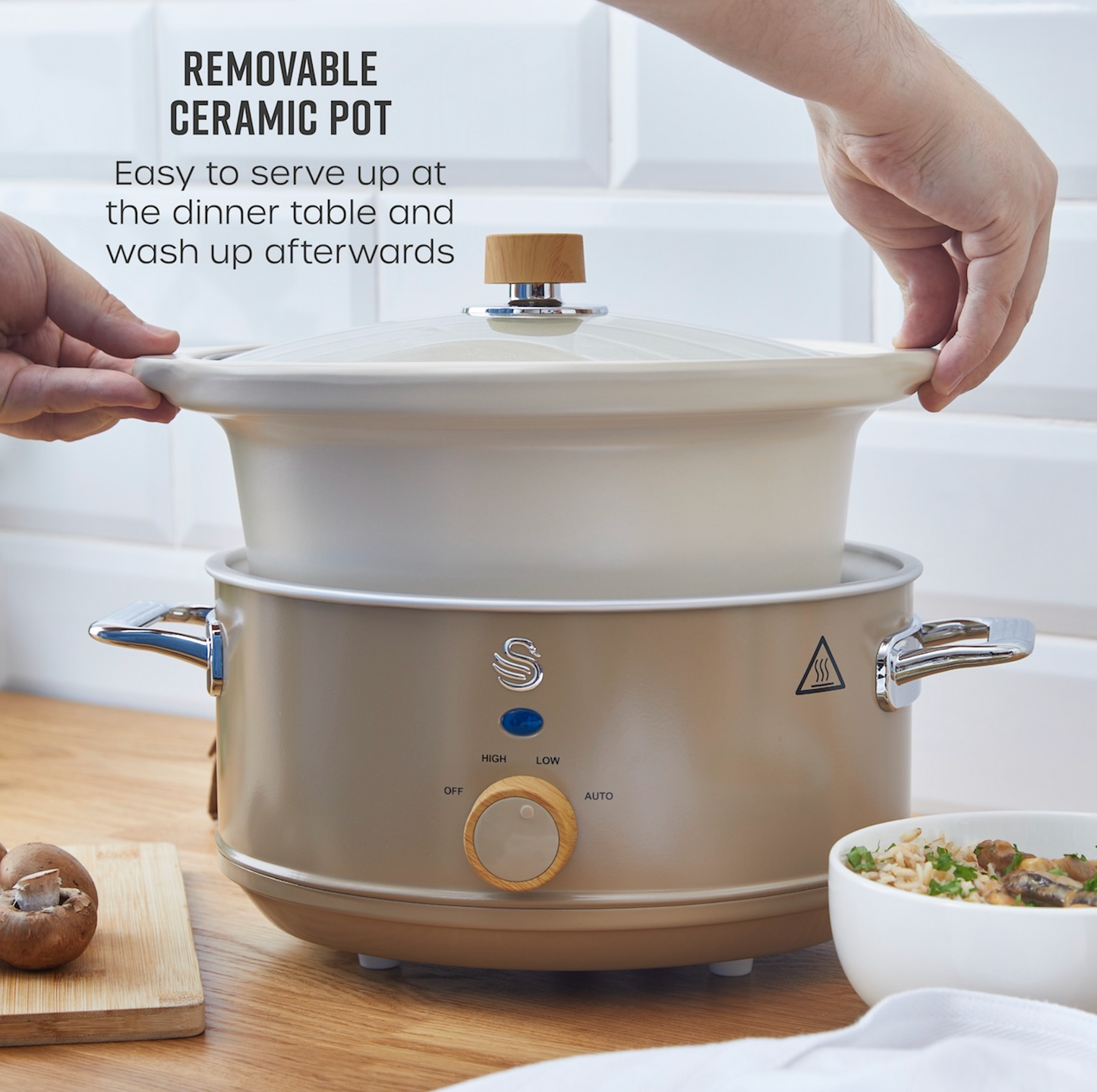 Swan Nordic 3.5 Litre Slow Cooker SF17021OAT (Oatmeal)