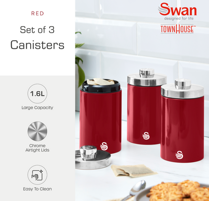 Swan TownHouse Canisters Kitchen Set SWKA18530RN (Red)