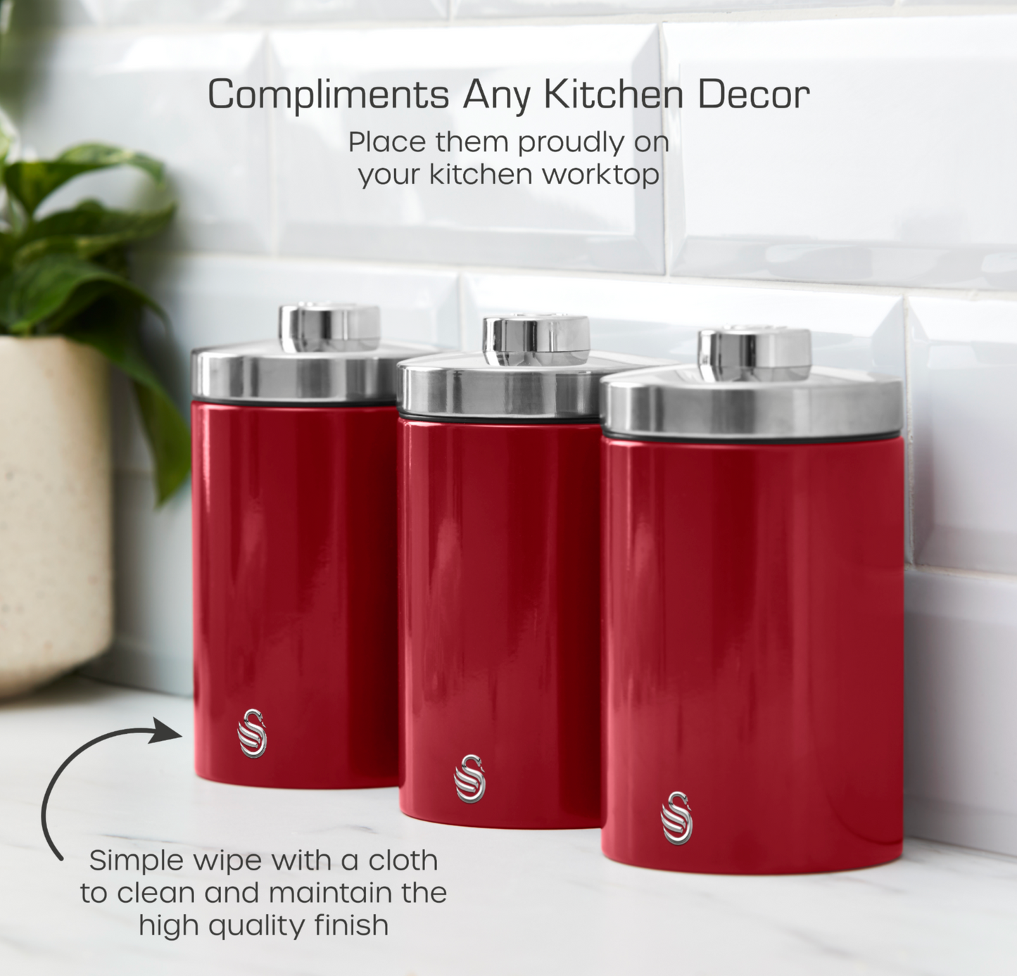 Swan TownHouse Canisters Kitchen Set SWKA18530RN (Red)