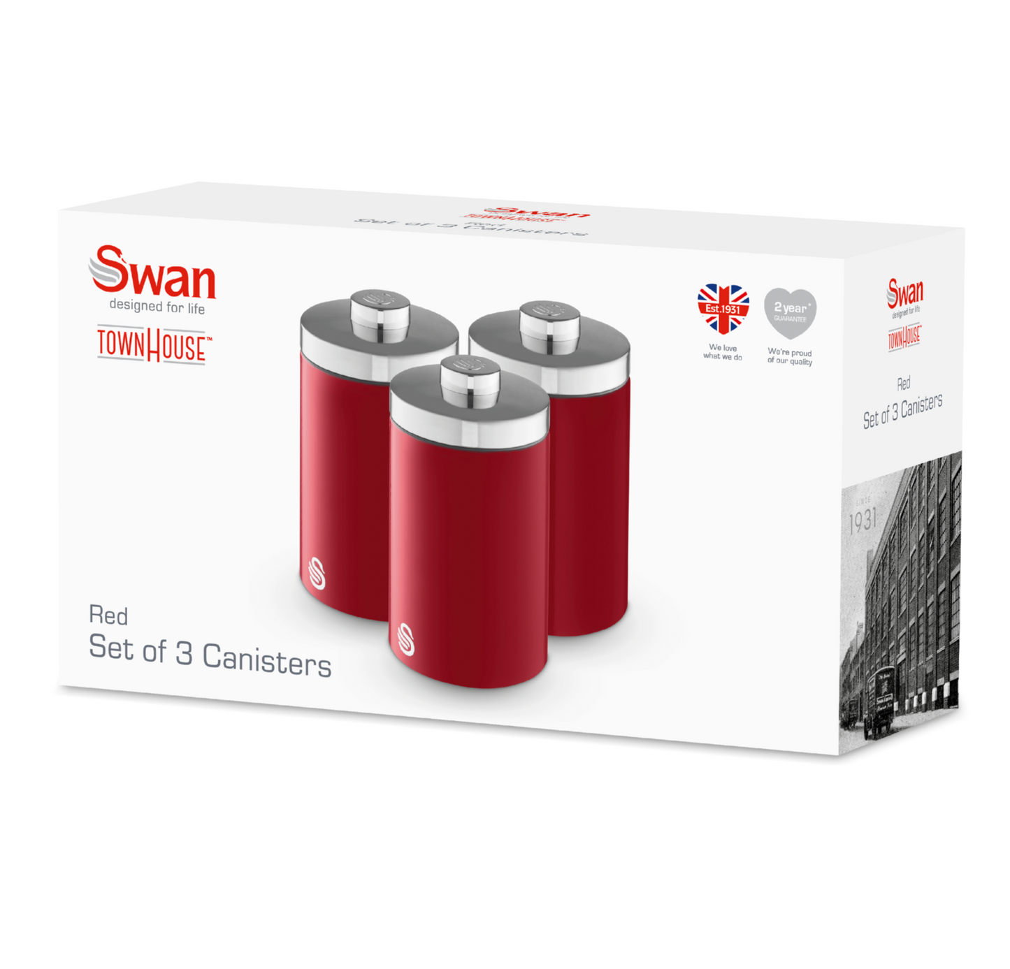 Swan TownHouse Canisters Kitchen Set SWKA18530RN (Red)