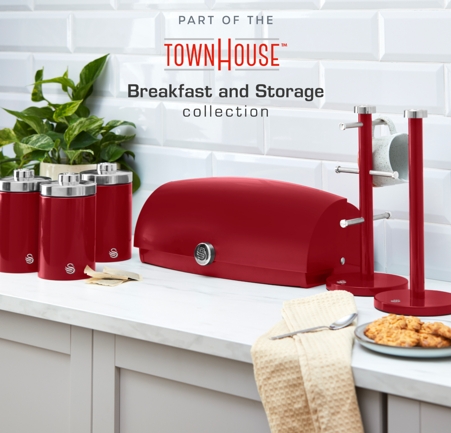 Swan TownHouse Canisters Kitchen Set SWKA18530RN (Red)