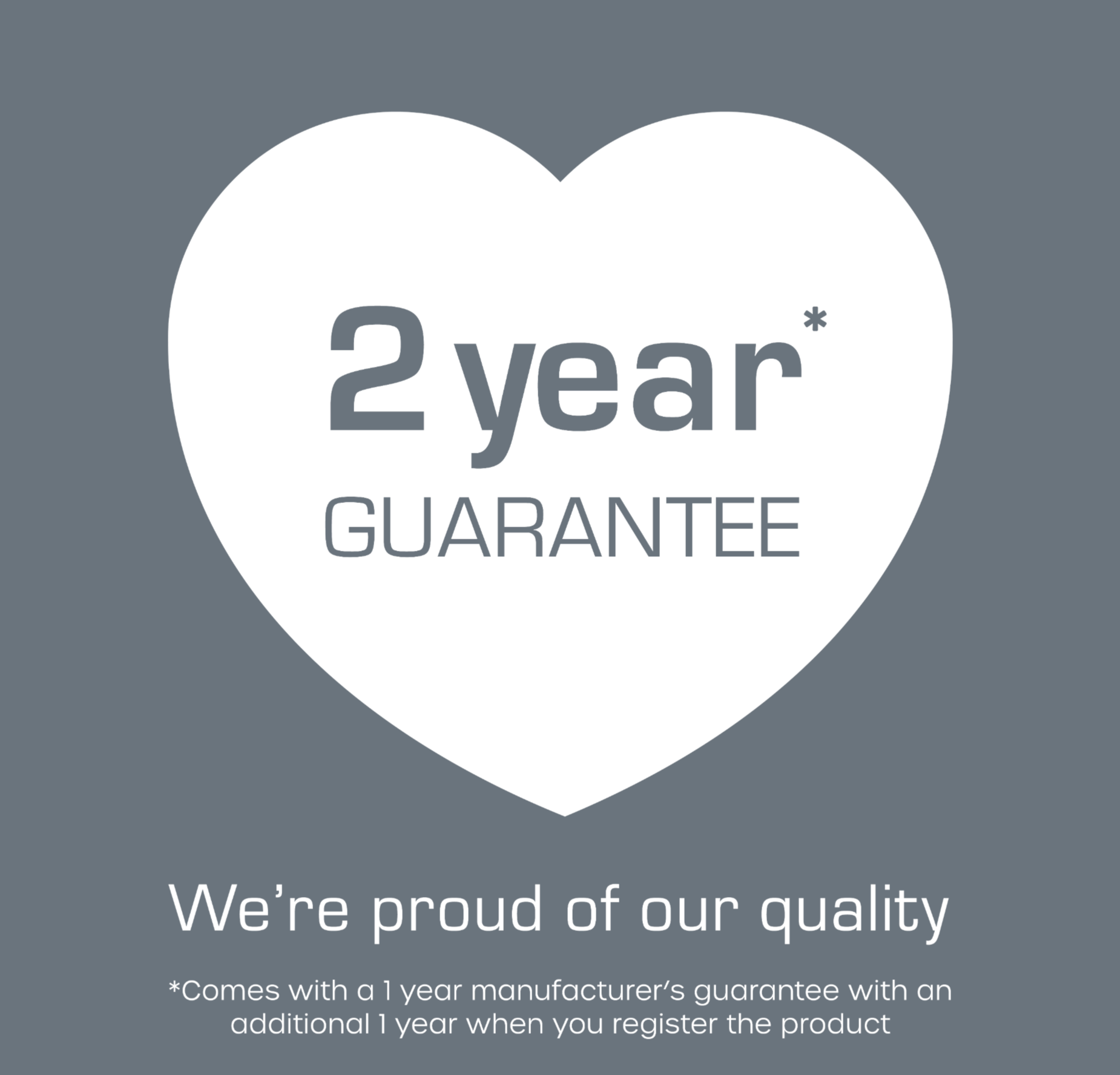 2 year guarantee badge with heart icon for kitchen canisters