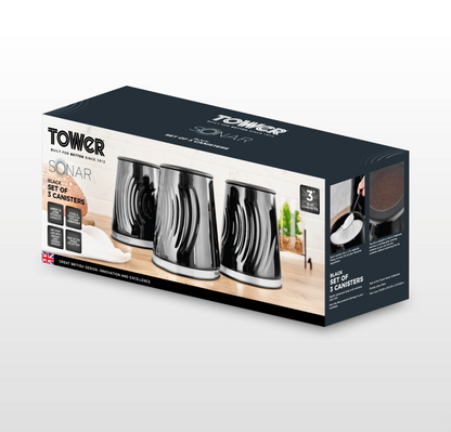 Tower Sonar Canisters Kitchen Set T826220BLK (Black)